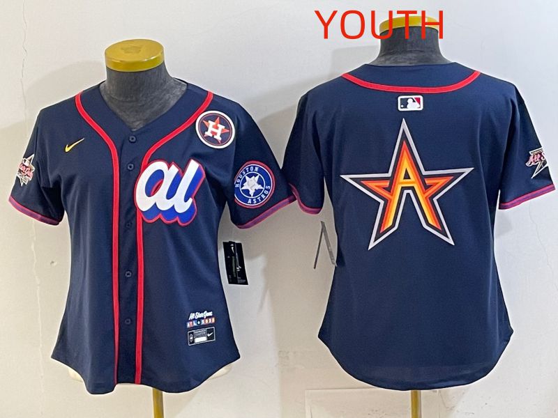 Youth 2025 Houston Astros Blank Drak Blue All star Nike MLB Jersey style 04->youth mlb jersey->Youth Jersey